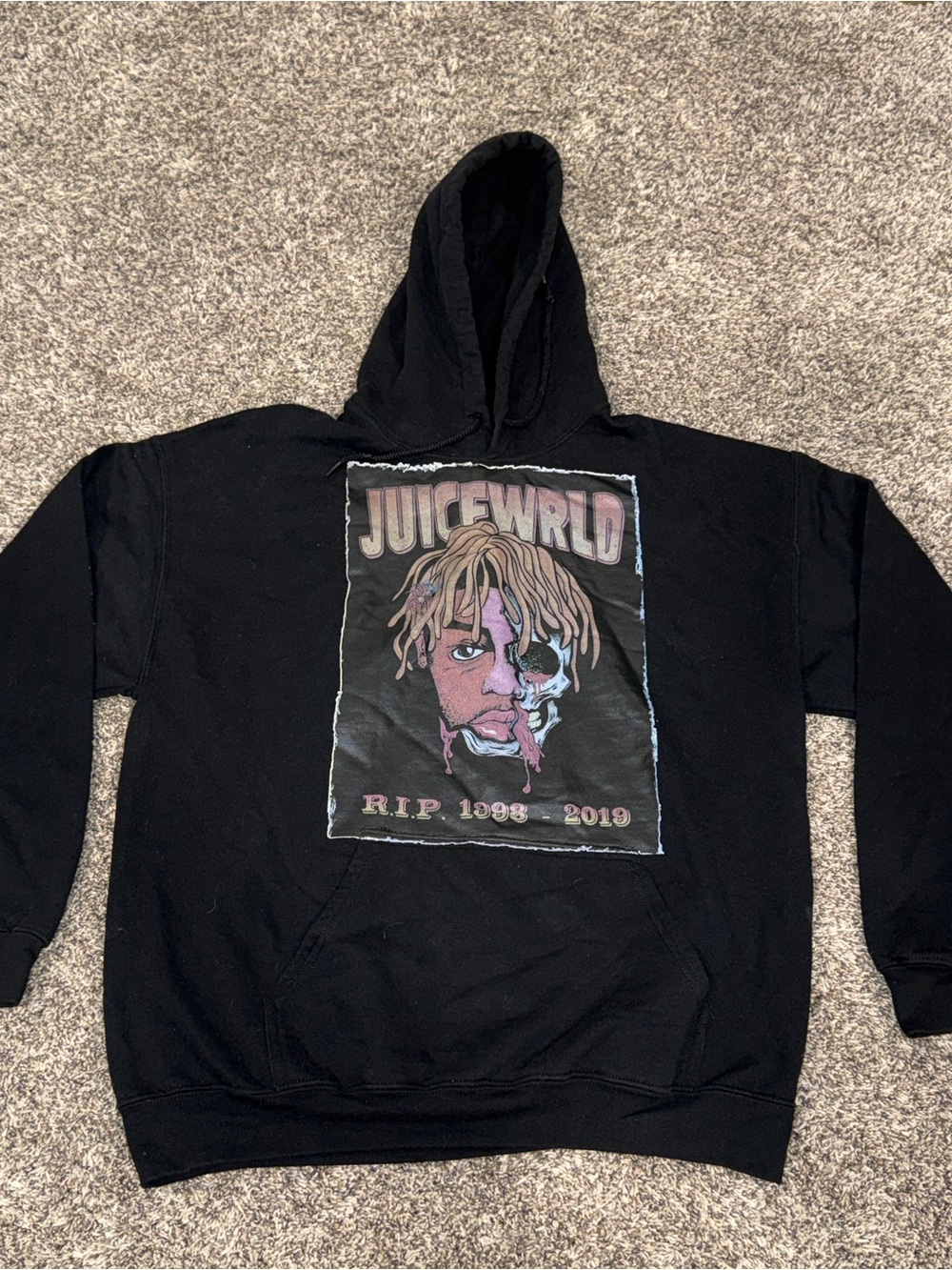 Juice Wrld RIP Hoodie Sweatshirt Black Gray 999 Rap Hip Hop Gangsta 1998-2019